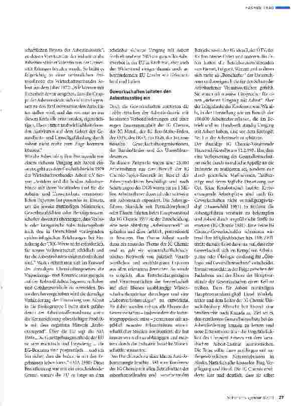Vorschauseite 4: Asbest - Eine tödliche Gefahr wurde über Jahrzehnte ignoriert