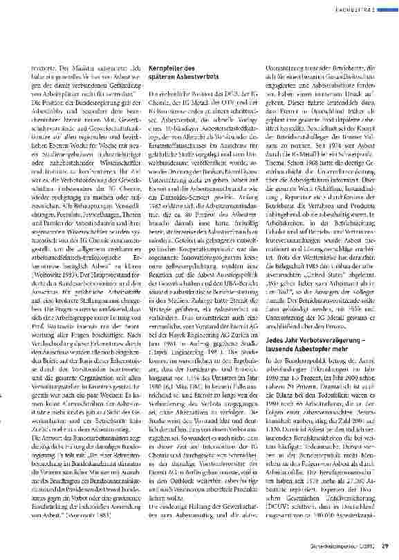 Vorschauseite 6: Asbest - Eine tödliche Gefahr wurde über Jahrzehnte ignoriert