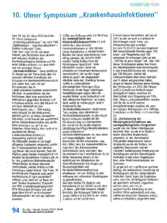 Vorschauseite 1: 10. Ulmer Symposium „Krankenhausinfektionen