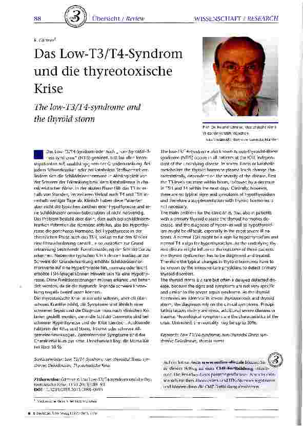Vorschauseite 1: Das Low-T3/T4-Syndrom und die thyreotoxische Krise