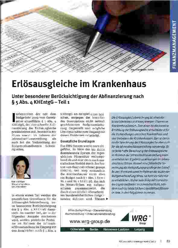 Vorschauseite 1: Erlösausgleiche im Krankenhaus