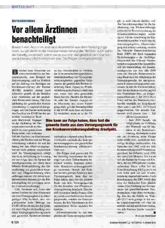 Vorschauseite 1: Vor allem Arztinnen benachteiligt
