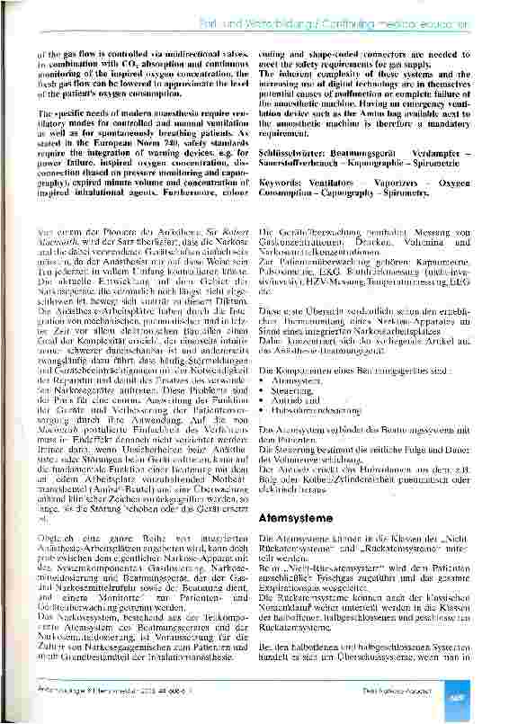 Vorschauseite 2: Verstehe deinen Narkose-Apparat (CME 9/03)