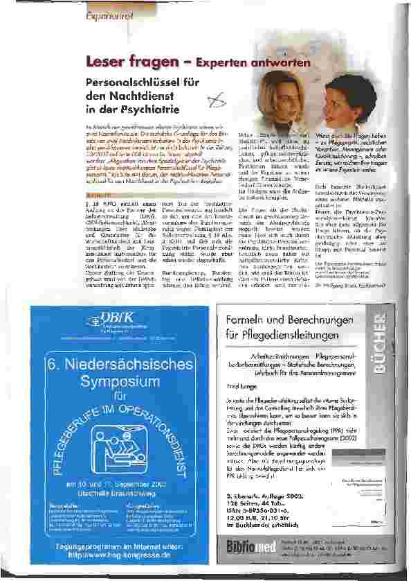 Vorschauseite 1: Personalschlüssel für den Nachtdienst in der Psychiatrie