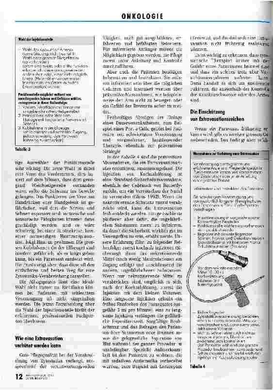 Vorschauseite 2: Wie ein Paravasat verhindert werden kann Verabreichen von Zytostatika