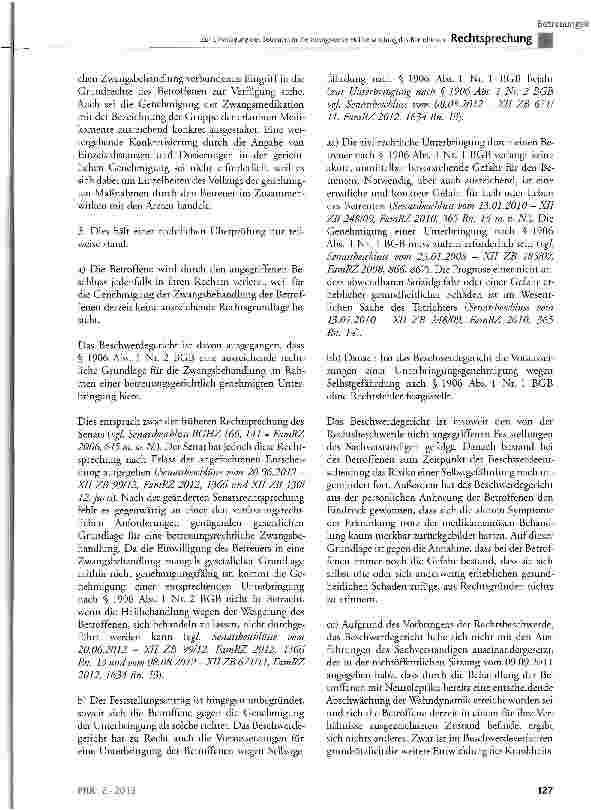 Vorschauseite 3: Zur Einwilligung des Betreuers in die zwangsweise Heilbehandlung des BetroffenenBGB§ 1906 Abs. 1 Nr. 2