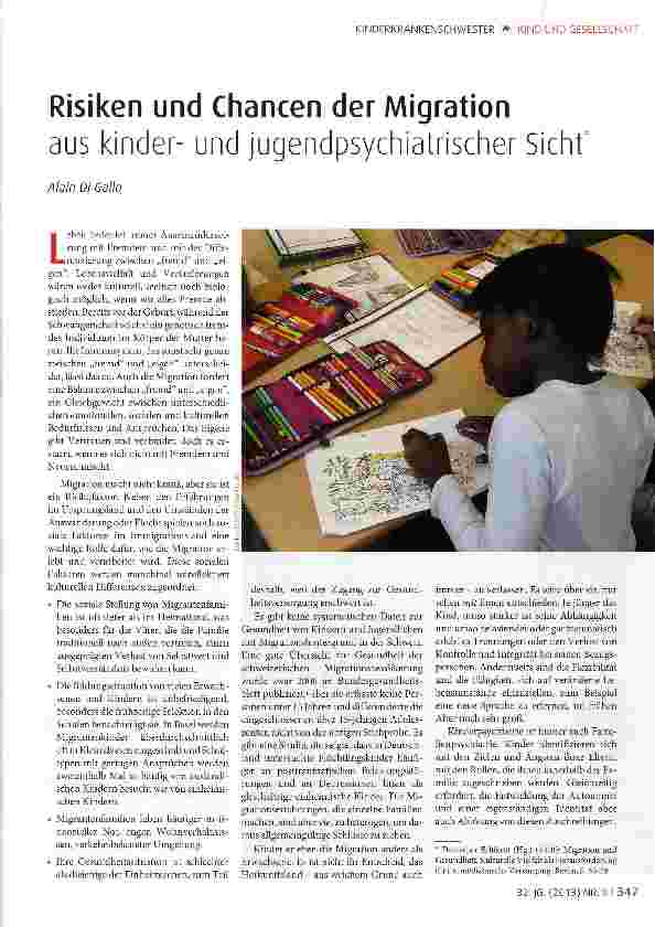 Vorschauseite 1: Risiken und Chancen der Migration aus kinderund jugendpsychiatrischer Sicht