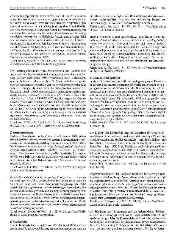 Vorschauseite 2: Übersicht über die Rechtsprechung des Bundessozialgerichts im Jahr 2012
