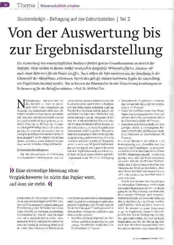 Vorschauseite 1: Studiendesign - Befragung auf der Geburtsstation | Teil 2 Von der Auswertung bis zur Ergebnisdarstellung
