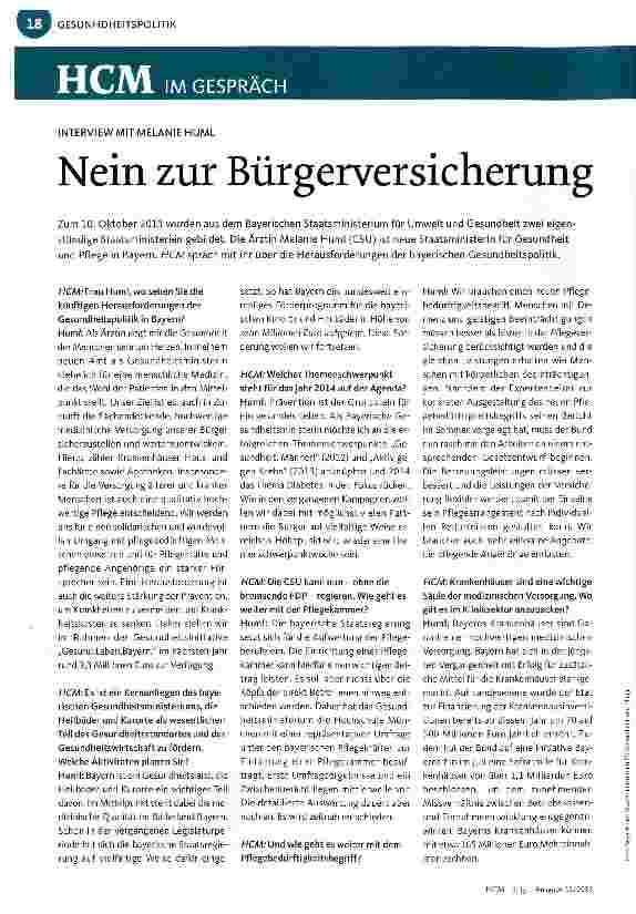 Vorschauseite 1: Nein zur Bürgerversicherung