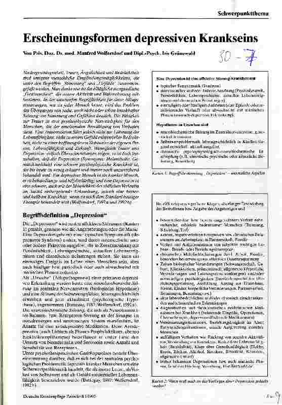 Vorschauseite 1: Erscheinungsformen depressiven Krankseins