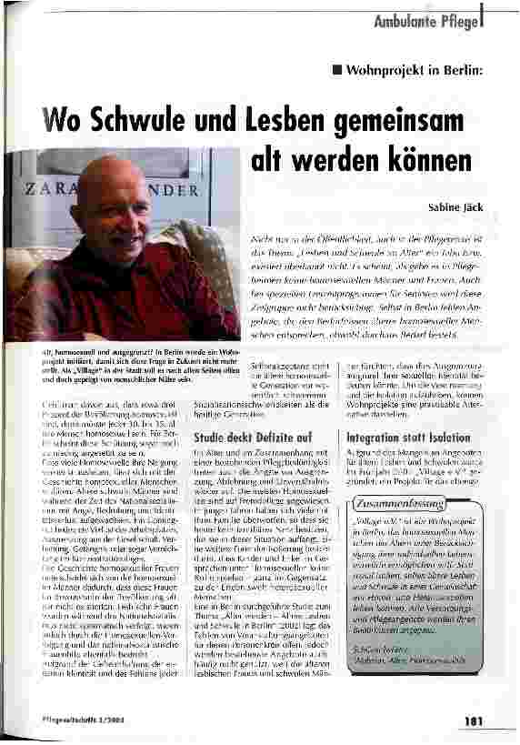 Vorschauseite 1: Wo Schwule und Lesben gemeinsam alt werden können