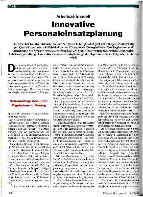 Vorschauseite 1: Arbeitszeitmodell: Innovative Personaleinsatzplanung
