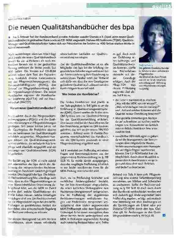 Vorschauseite 1: Die neuen Qualitätshandbücher des bpa
