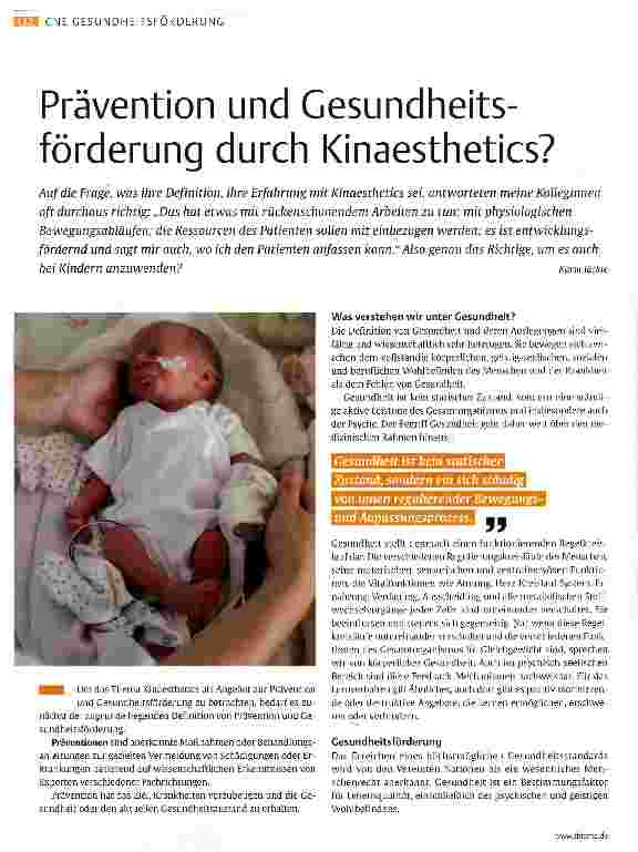 Vorschauseite 1: Prävention und Gesundheitsförderung durch Kinaesthetics?