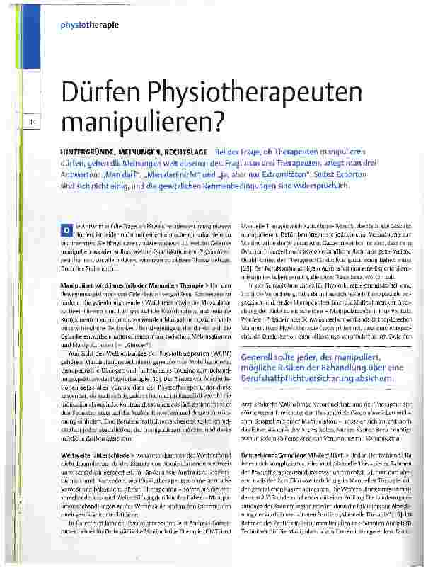 Vorschauseite 1: Dürfen Physiotherapeuten manipulieren?