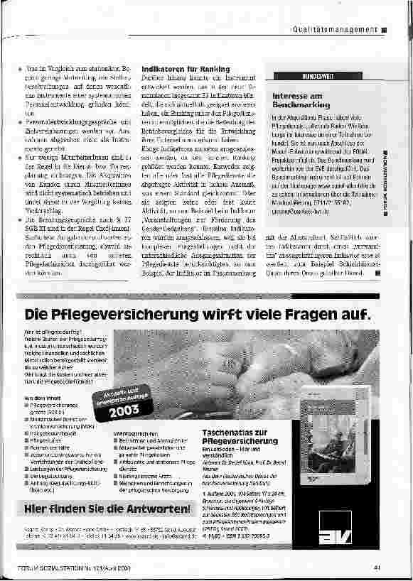 Vorschauseite 3: Benchmarking: Wissen wo man steht Instrument zur Personalentwicklung und für Qualität der Arbeitsplätze in Pflegediensten
