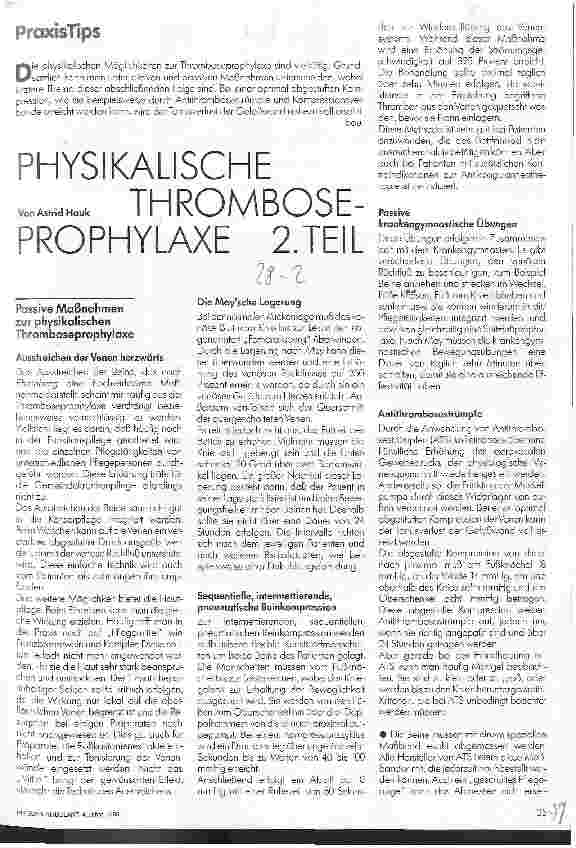 Vorschauseite 1: Physikalische Thrombose-Prophylaxe Praxis Tips Teil 2