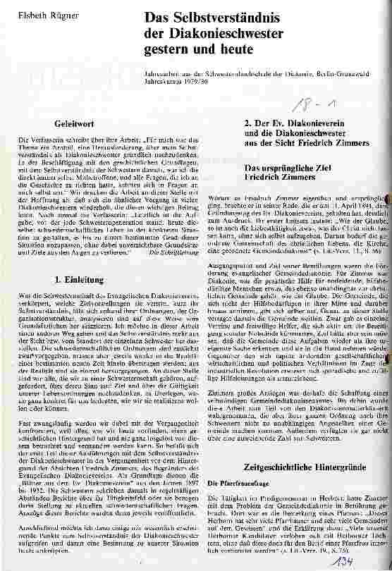 Vorschauseite 1: Das Selbstverständnis der Diakonieschwester gestern und heute