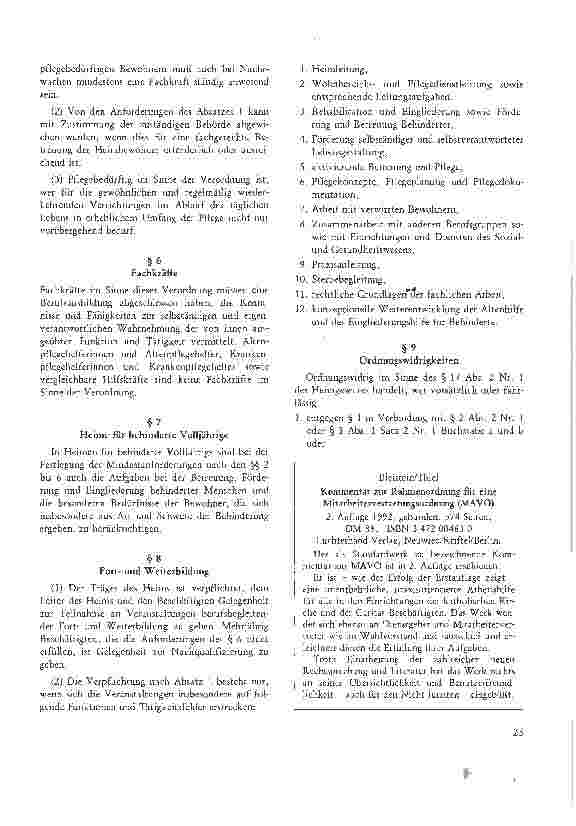 Vorschauseite 3: Verordnung über personelle Anforderungen für Heime (HeimPersV) vom 19. Juli 1993