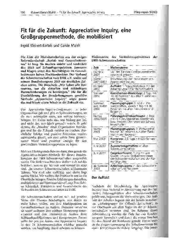 Vorschauseite 1: Fit für die Zukunft: Appreciative Inquiry, eine Großgruppenmethode, die mobilisiert