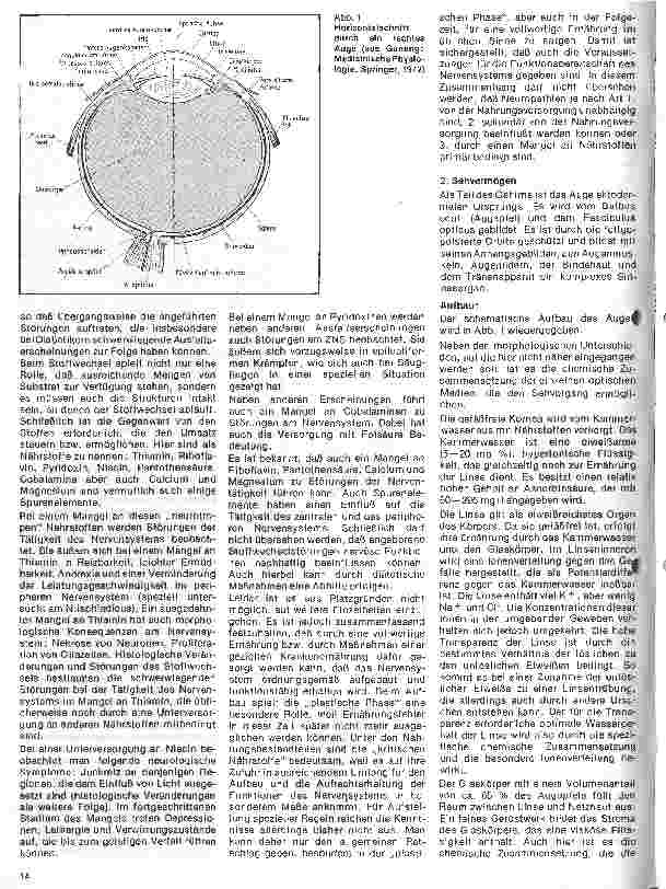 Vorschauseite 3: Einfluß der Ernährung auf Gesundheit und Leistungsfähigkeit 3. Folge: Nervensystem und Sehvermögen