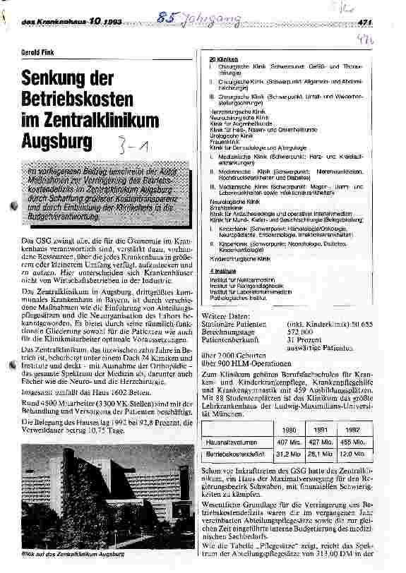 Vorschauseite 1: Senkung der Betriebskosten im Zentralklinikum Ausgsburg