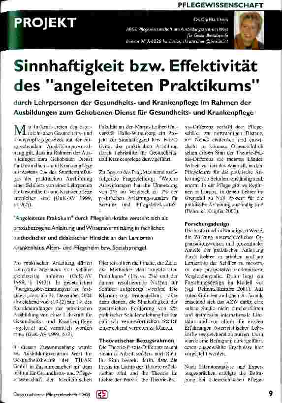 Vorschauseite 1: Sinnhaftigkeit bzw. Effektivität des angeleiteten Praktikums durch Lehrpersonen der Gesundheitsund Krankenpflege im Rahmen der Ausbildungen zum Gehobenen Dienst für Gesundheitsund…