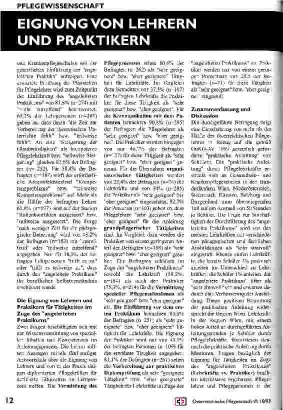 Vorschauseite 4: Sinnhaftigkeit bzw. Effektivität des angeleiteten Praktikums durch Lehrpersonen der Gesundheitsund Krankenpflege im Rahmen der Ausbildungen zum Gehobenen Dienst für Gesundheitsund…