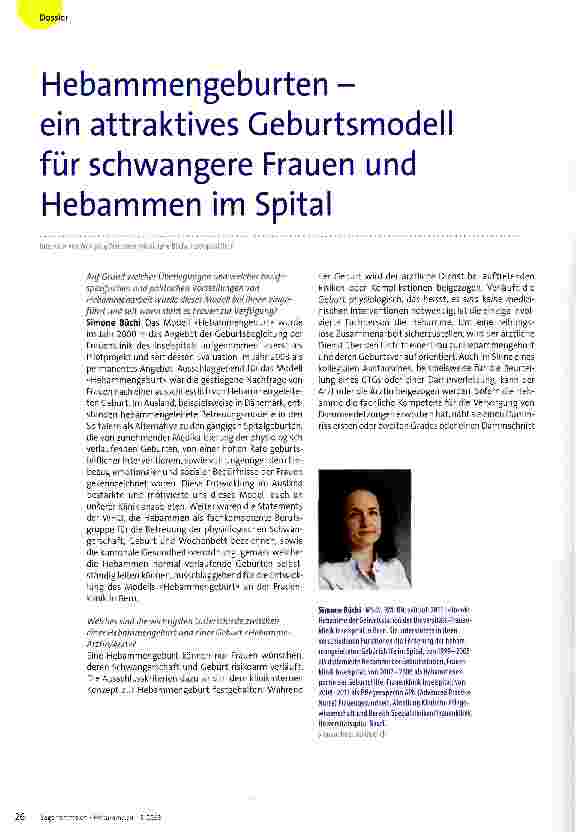 Vorschauseite 1: Hebammengeburten -ein attraktives Geburtsmodell für schwangere Frauen und Hebammen im Spital