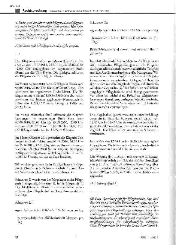 Vorschauseite 3: Mindestentgelt in der Pflegebranche gilt auch für Bereitschaftszeiten PflegeArbbV § 1 Abs. 3, § 2; SGB XI § 14 Abs. 4 Nr. 1-3