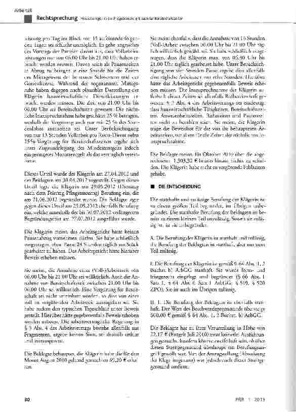 Vorschauseite 5: Mindestentgelt in der Pflegebranche gilt auch für Bereitschaftszeiten PflegeArbbV § 1 Abs. 3, § 2; SGB XI § 14 Abs. 4 Nr. 1-3