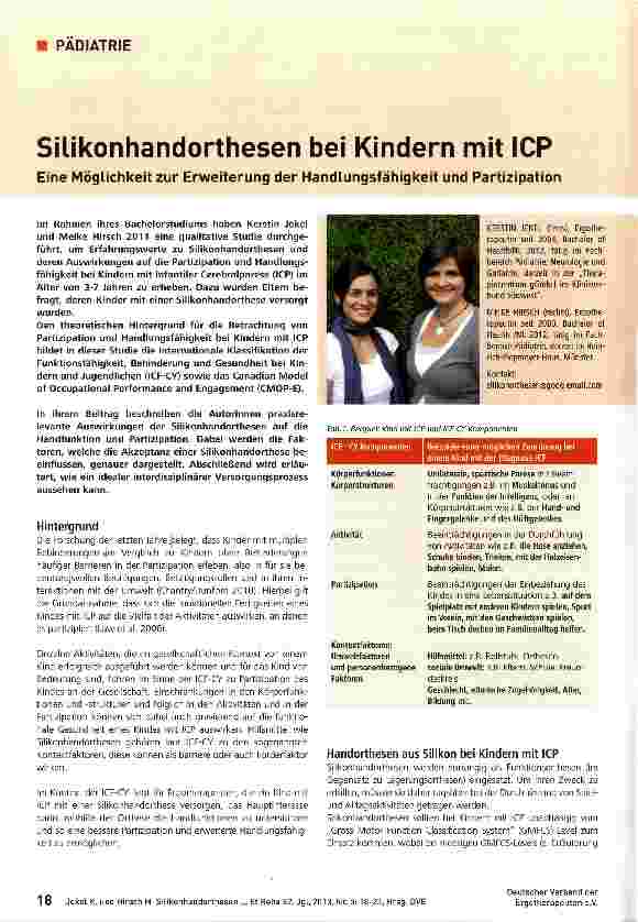 Vorschauseite 1: Silikonhandorthesen bei Kindern mit ICP