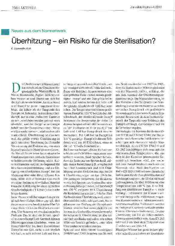 Vorschauseite 1: Überhitzung - ein Risiko für die Sterilisation?