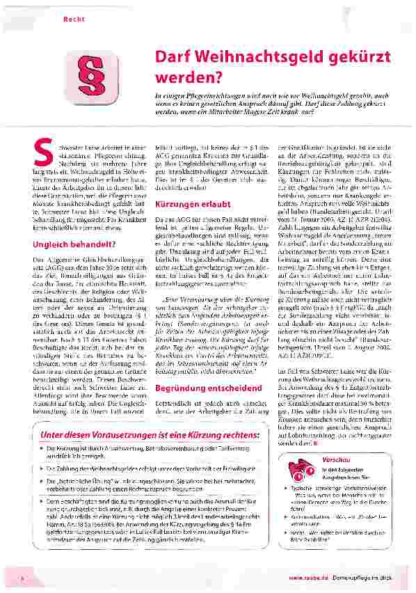 Vorschauseite 1: Darf Weihnachtsgeld gekürzt werden?