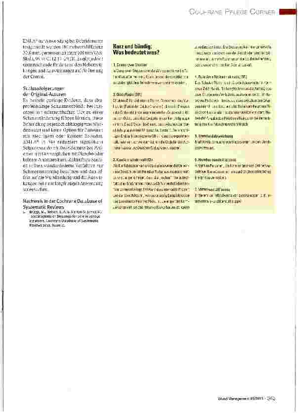 Vorschauseite 2: Cochrane Pflege Corner: Schmerzbehandlung bei Ulcus cruris venosum