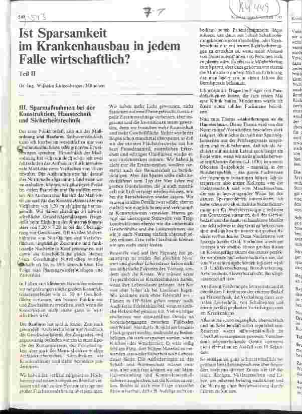 Vorschauseite 1: Ist Sparsamkeit im Krankenhausbau in jedem Falle wirtschaftlich?