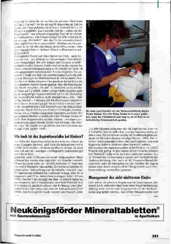 Vorschauseite 3: Hunger und Durst müssen nicht sein Perioperative Nüchternheit im Kindesalter