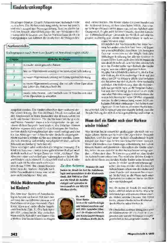 Vorschauseite 4: Hunger und Durst müssen nicht sein Perioperative Nüchternheit im Kindesalter