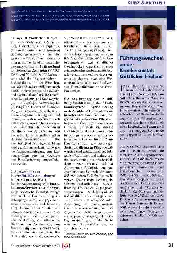 Vorschauseite 3: Spezialisierung in der Gesundheitsund Krankenpflege und ihre Anerkennung in der Europäischen Union