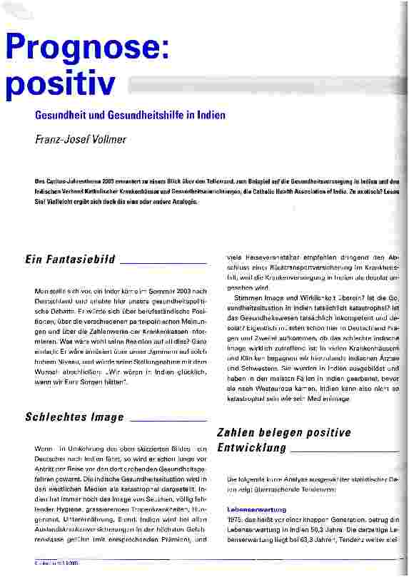 Vorschauseite 1: Prognose: positiv Gesundheit und Gesundheitshilfe in Indien