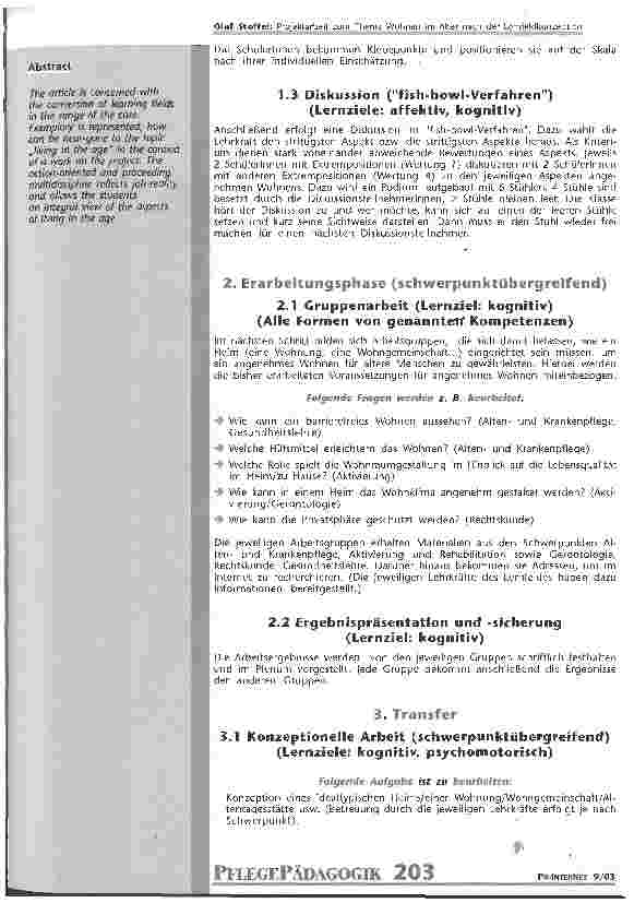 Vorschauseite 2: Projektarbeit zum Thema Wohnen im Alter nach der Lernfeldkonzeption