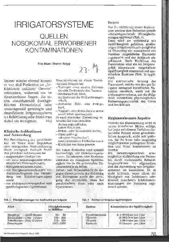 Vorschauseite 1: Irrigatorsysteme Quellen nosokomial erworbener Kontaminationen