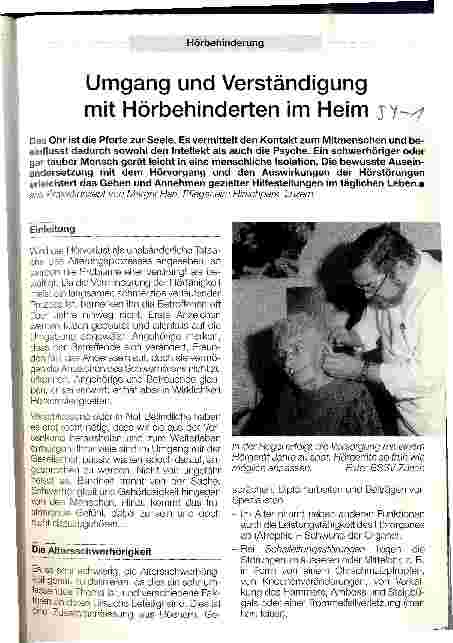 Vorschauseite 1: Umgang und Verständigung mit Hörbehinderten im Heim