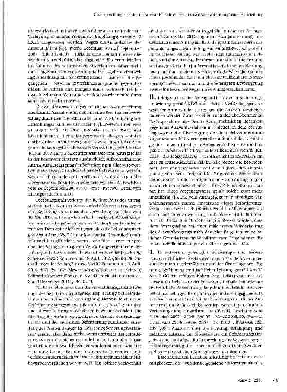 Vorschauseite 2: Fehler im Auswahlverfahren bei „fiktiver Nachzeichnung einer Beurteilung