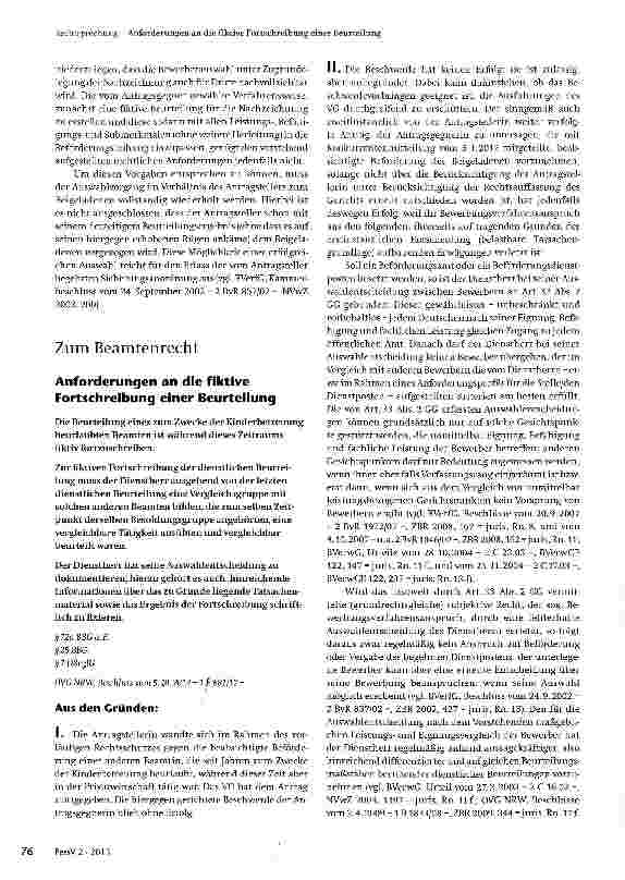 Vorschauseite 5: Fehler im Auswahlverfahren bei „fiktiver Nachzeichnung einer Beurteilung