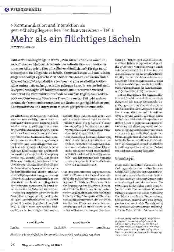 Vorschauseite 1: Kommunikation und Interaktion als gesundheitspflegerisches Handeln verstehen - Teil 1 Mehr als ein flüchtiges Lächeln