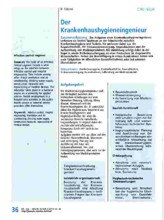 Vorschauseite 1: Der Krankenhaushygieneingenieur