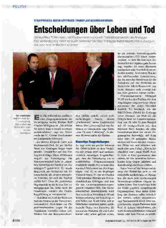 Vorschauseite 1: Entscheidungen über Leben und Tod