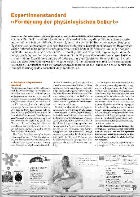 Vorschauseite 1: Expertinnenstandard »Förderung der physiologischen Geburt«